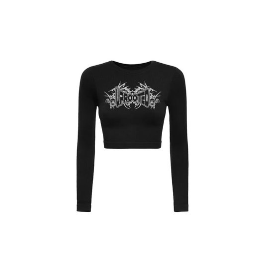 "REFLECT CROP" BODY SUIT LONGSLEEVE CROP IN BLACK